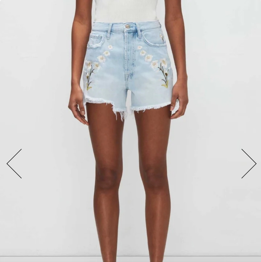 7 For All Mankind Easy Ruby High Waisted Cust Off Shorts - Picture 4 of 16